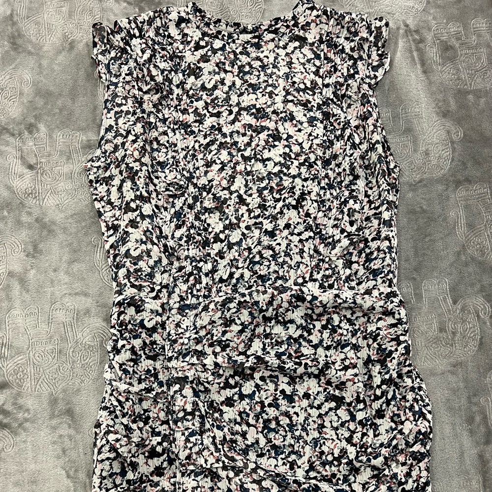 Express floral smocked tie shoulder ruffle dress